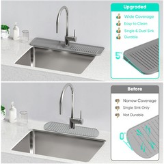 24 Inch Longer Faucet Mat for Kitchen Sink [5°Slope Fast Self-draining]Bathroom