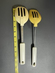 Lot Of 2 Vintage Rounded Slotted Spoons ~ 1 Ekco 400° Max & 1 Unbranded