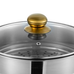 5-Tier 5L Cooking Pot Round Steamer Baskets Stainless Steel Lid Home Cookware