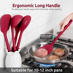 Silicone Kitchen Utensil Set High Heat Resistant 13.6in Long Nonstick Cookware