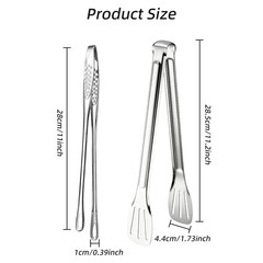 (2PCS) Stainless Steel Steak Clamp Food Clip Tongs Bread Meat BBQ Cooking Tool