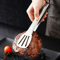 (2PCS) Stainless Steel Steak Clamp Food Clip Tongs Bread Meat BBQ Cooking Tool