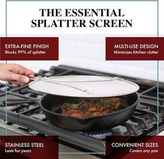 Splatter Screen for Frying Pan 9.5/11.5/13 Inch Set of 3 Stainless Steel Gre…