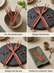 6 Pc Brick Red Egg Fork Set – Durable Food-Safe Plastic Kitchen Egg Forks
