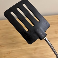 Vintage Ekco-Like Black White Plastic Slotted Spatula Turner Utensil Unbranded