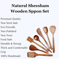 7Pcs Natural Acacia Wooden Kitchen Utensil Set Wooden Cooking Tools for Home