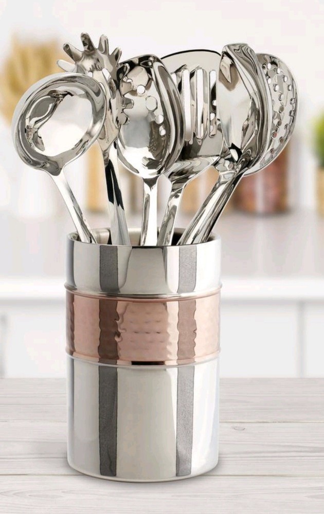 Gourmet Edge 7-Piece Stainless Steel Utensil Set w/ Holder, Dishwasher Safe
