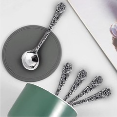 2″ Sterling Silver Floral Daisy Salt Spoon or Mustard Spoon, Polished Round B…