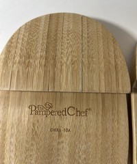 Pampered Chef Bamboo Salad Hands Set Wood Easy Clean 2-Piece Brown CHINA-10A