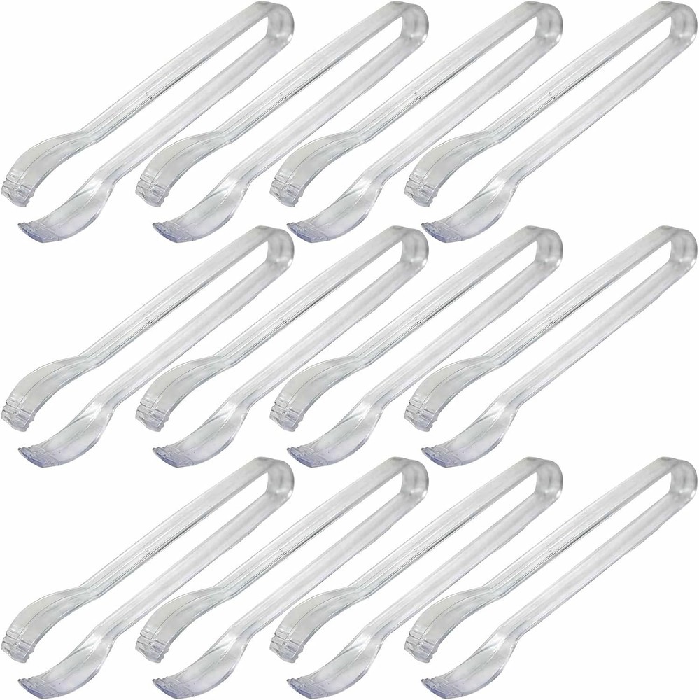 Mini Clear Plastic Tongs 5.5″ x 10″ 12 Count – Sturdy & Reusable – Perfect For