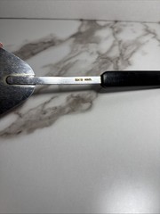 Vintage China Stainless Steel Slotted Skimmer Black Handle Kitchen Utensil