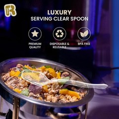 Disposable Plastic Serving Spoons 12 Pack – 8.5 Inch Heavy Duty Buffet Utensils