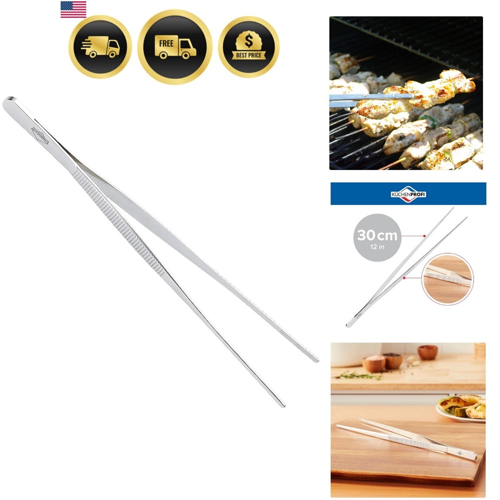 12 Inch Stainless Steel Tongs BBQ Kitchen Cookware Food Serving Utensil