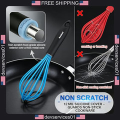 3 Pack Silicone Balloon Whisks for Non-Stick Cookware