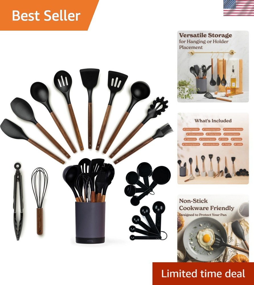 Kitchen Utensils Set – 22-Piece Silicone Cooking Utensils Set, Spatula Set wi…