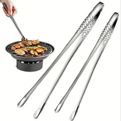 2× Stainless Steel Grill Tongs Cooking BBQ Steak Clamp Pastry Kitchen Tweezers