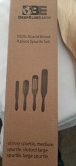 Natural Acacia Wooden Spurtles Set Of 4, Heat Resistant, Made In China, New.