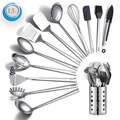 Stainless Steel Cooking Utensils Set, Berglander 13 A. 13 Pieces, Silver