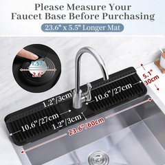 24 inch Faucet Mat for Kitchen Sink Splash Guard, 7° Slope Silicone Sink Wate…