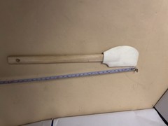 Spatula with Wooden Handle White Rubber J, used, unbranded