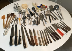 Bundled Lot ~50+ Kitchen Cooking Serving Utensils Tools Gadgets Knives etc.