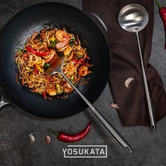 YOSUKATA 17’’ Wok Spatula and Ladle – Set of 2 Stainless Steel 2 pcs, Silver