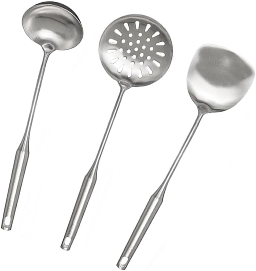 Stainless Steel Kitchen Utensils Set 3 Pcs Cooking Tools, Spatula, Ladle, Spoon