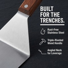 8” Extra Large Sturdy Stainless Steel Spatula Food Turner with Wooden Handle