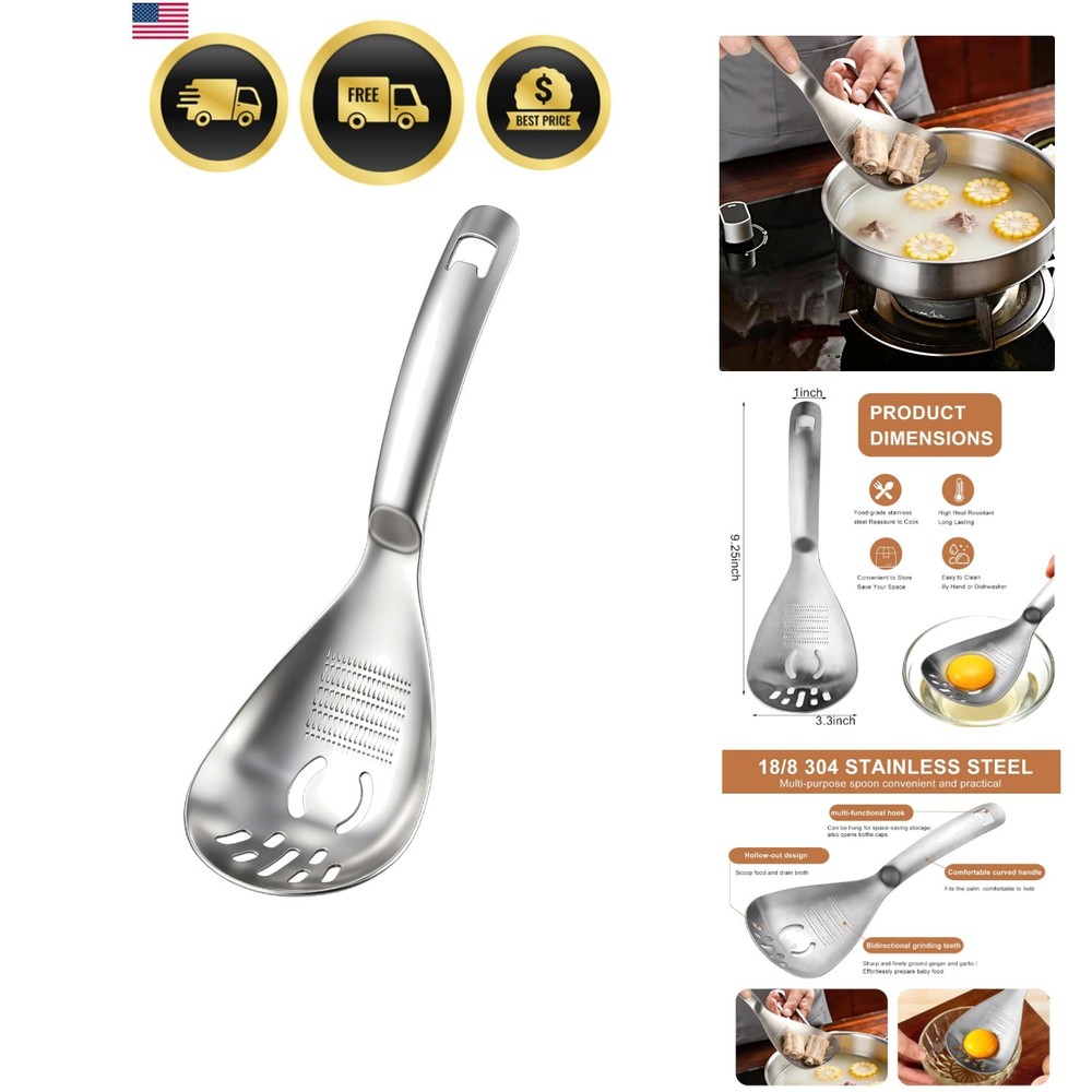 Multifunctional 5-in-1 Cooking Spoon, 18/8 304 Stainless Steel Kitchen Tool f…