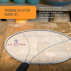 U.S. Kitchen Supply 13″ Stainless Steel Mesh Splatter Screen with Comfort Handle