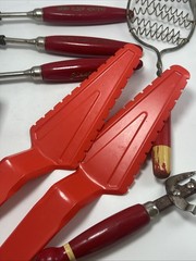 Vintage Red Handled Kitchen Tools And Utensils Lot Of 9