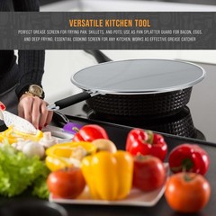 13″, 11.5″, 9.5″ Stainless Steel Fine Mesh Splatter Screen Set, Black Handles
