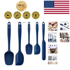 Classic Blue Silicone Spatula Set of 5 – Non-Stick, High Heat Resistant & Safe