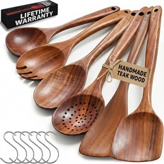 6 PC Teak Wood Wooden Spoons for Cooking Tools Kitchen Utensils Spatula Set