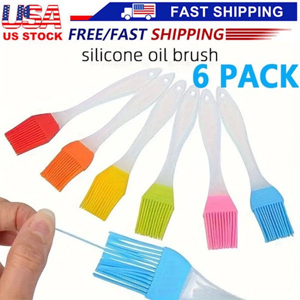 6Pcs Silicone Basting Pastry Barbecue oil Brush for BBQ Basting Kitchen Party US