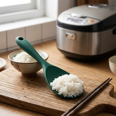 Dark Green Non-Stick Silicone Serving Scoop Heat Resistant Kitchen Rice Spoon
