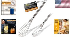Dishwasher Safe Mini Whisks in 5″ & 7″ Sizes – Rust-Resistant Kitchen Tools