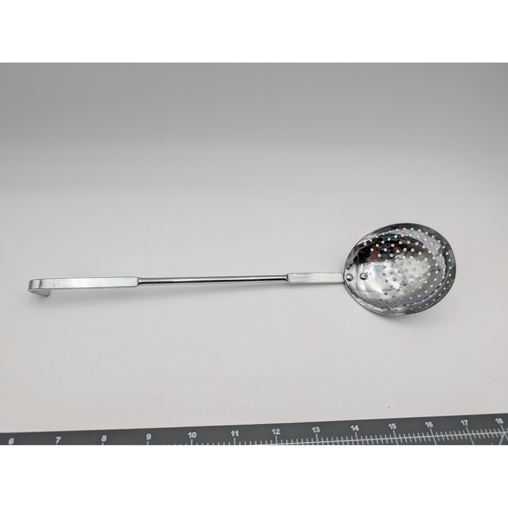 Alfra Skimmer Spoon Silver Stainless Steel Long Hook Handle Italy Vintage