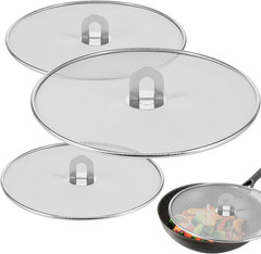 3 Pcs Splatter Guard Stainless Steel Frying Pan Splatter Screen Splash Proof Oil