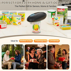 Electric Can Opener, Fast One-Touch Automatic Rechargeable Opener Black