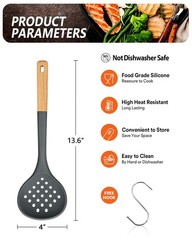 Kitchen Ladle Strainer Large Slotted Spoon Heat Resistant Skimmer Grey Unit