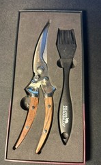 New Out Of box Silver Armadillo Premium Chef Scissors + Silicone Basting Brush