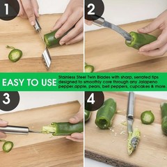 Stainless Steel Round Tube pepper corer – Kitchen Cooking Utensils piece – 1pc