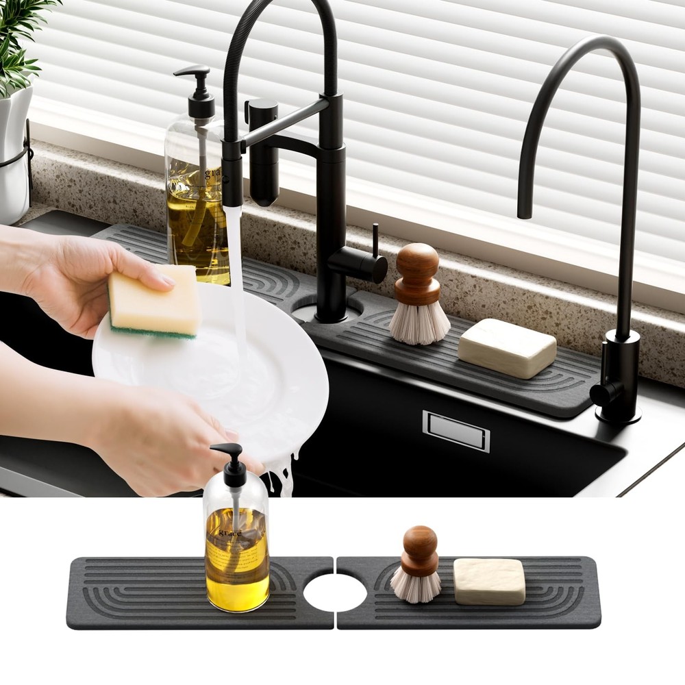 Faucet Mat for Kitchen Sink – 15.8″ Quick Drying Sink Splash Guard – Water Ab…