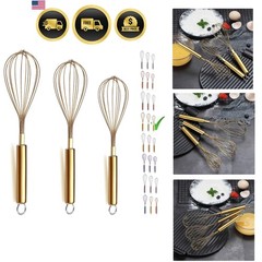 Stainless Steel Gold Whisk Set 3 Pieces 8 10 12 Inch Kitchen Beater Wires