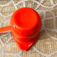 Red & White Enamelware Long Handled Ladle Vintage