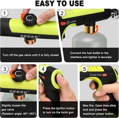SEESE Powerful Propane Torch Gun,Kitchen Cooking Torch With One-Touch Max Fir…