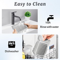 24 inch Faucet Mat for Kitchen Sink Splash Guard, 7° Slope Silicone Sink Wate…