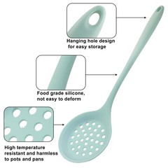 Silicone Slotted Spoon Heat Resistant Colander Strainer Skimmer Green Unit