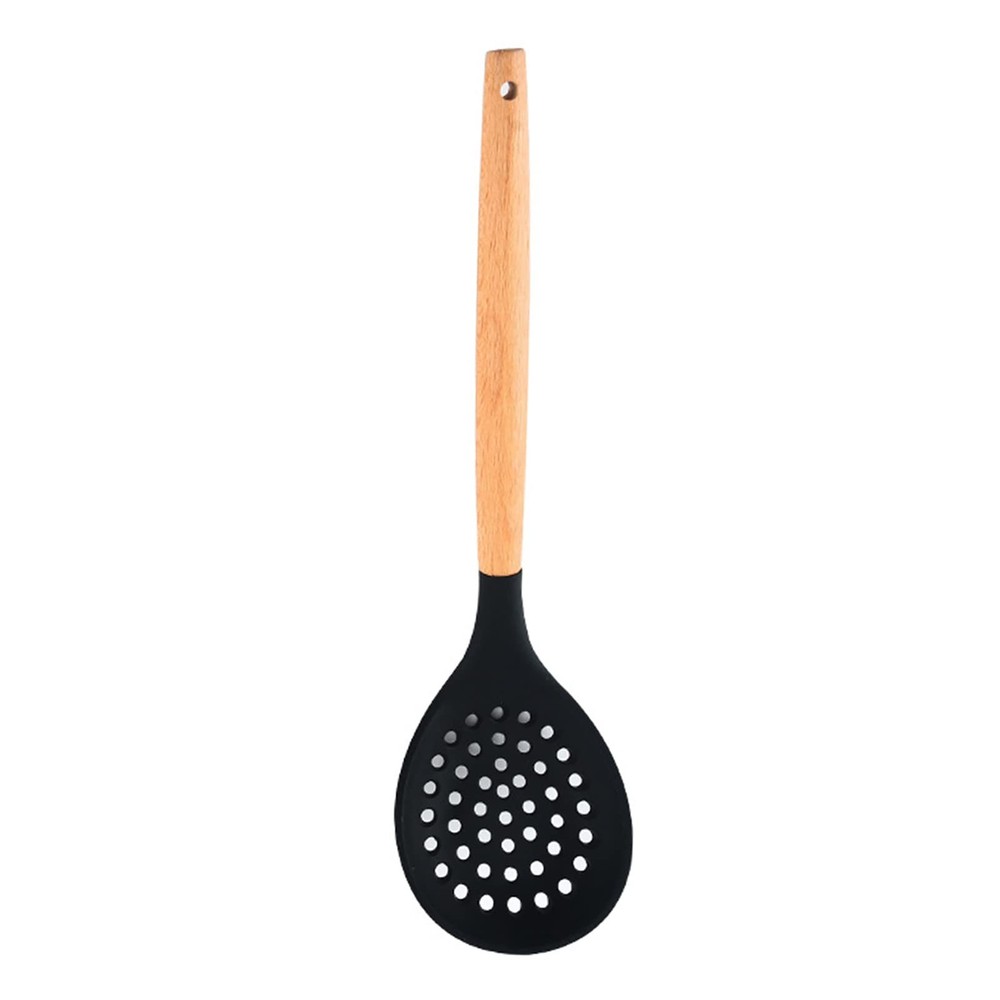 Slotted Spoons Nonstick Skimmer Heat Resistant Frying Strainer Black Unit